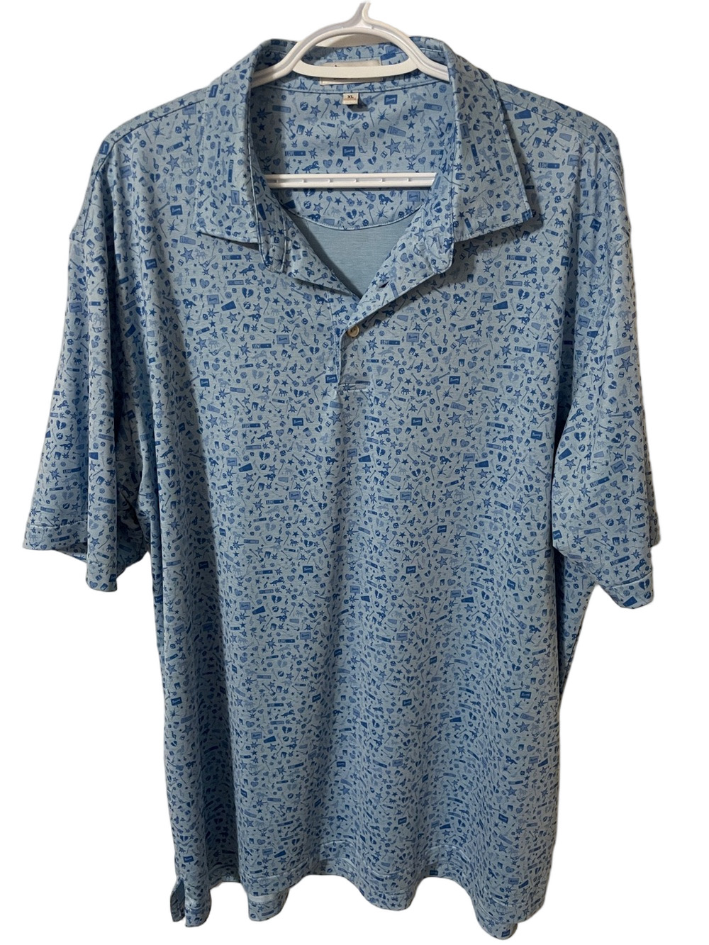 Peter Millar Summer Comfort Light Blue Microprint Polo Size XL
